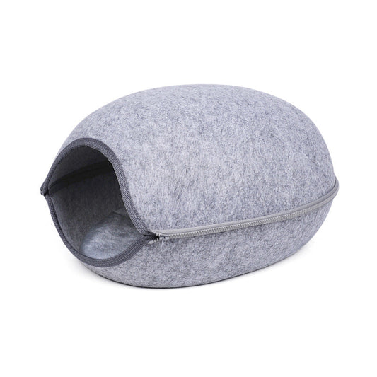 HKM-0938045 Light Grey Breathable Felt Pet Nest - Cozy Retreat for Your Feline or Canine Companion, 47x38x25cm