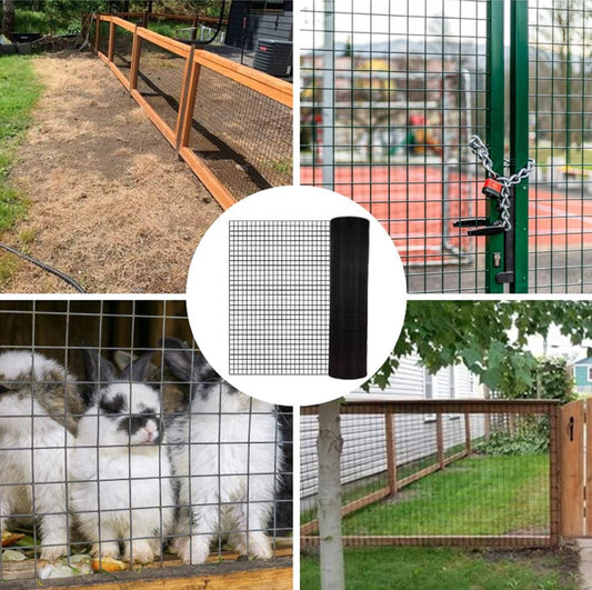 HKM-0941373 24 Inch x 50 Ft Black Vinyl Coated Hardware Cloth - 21 Gauge Metal Fencing for Poultry, Garden & Home Use