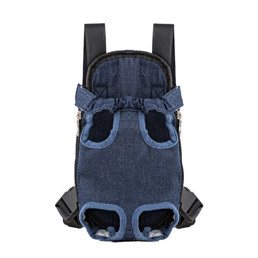 HKM-096467 Portable Chest and Shoulder Pet Carrier Bag - Breathable Travel Design with Adjustable Straps and Internal Leash Attachment