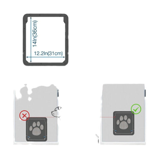 HKM-0983741 Lockable Plastic Pet Door for Screens and Windows - Durable ABS Material, Easy Access for Dogs and Cats, Black