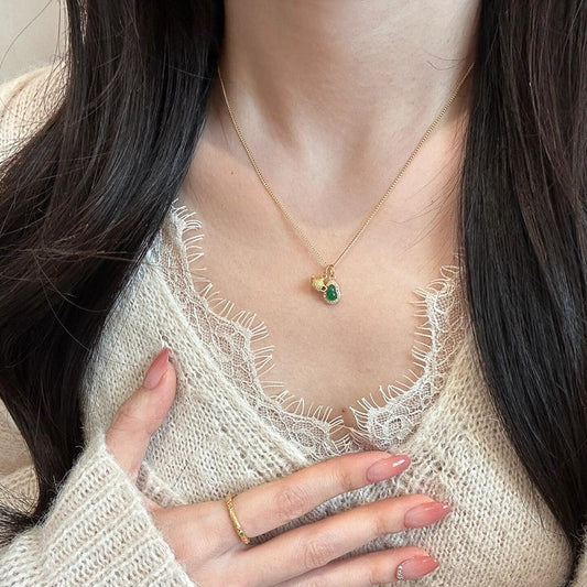 HKM-1007933 S925 Sterling Silver Natural Jadeite Green Gourd Pendant Necklace
