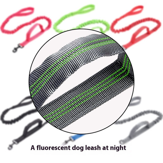HKM-1014845 Reflective Nylon Retractable Dog Leash with Elastic Hand Grip - Multiple Colors Available