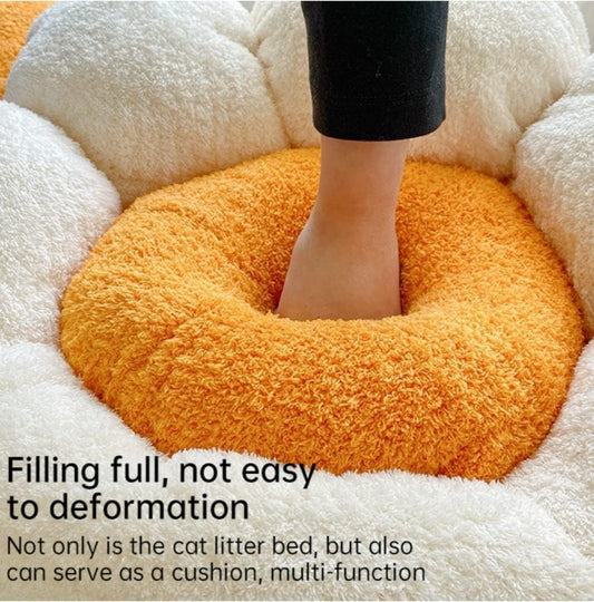HKM-1024061 Flower-Shaped Soft Cat and Dog Nest Bed, Non-Slip Comfortable Cushion for Small Pets