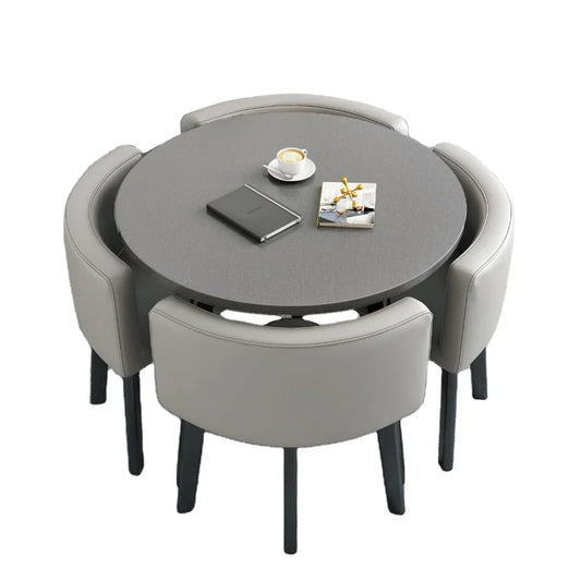 HKM-103571 Modern 4-Seater Dining Table Set with Durable Chairs for Home Furniture