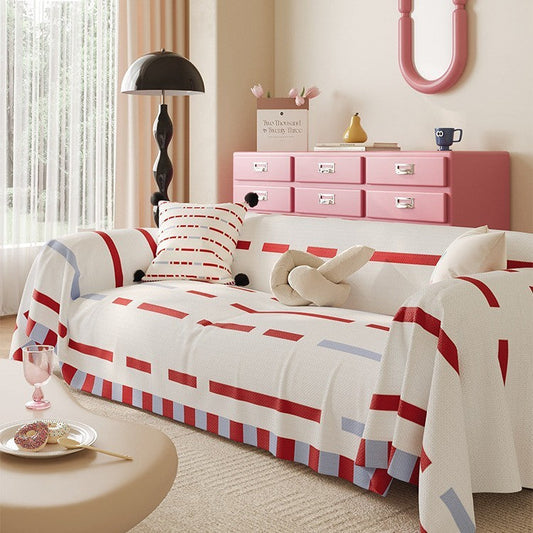 HKM-103699 Korean Style Minimalist Full-Cover Sofa Towel Dustproof Cover in Stripes and Various Colors and Sizes
