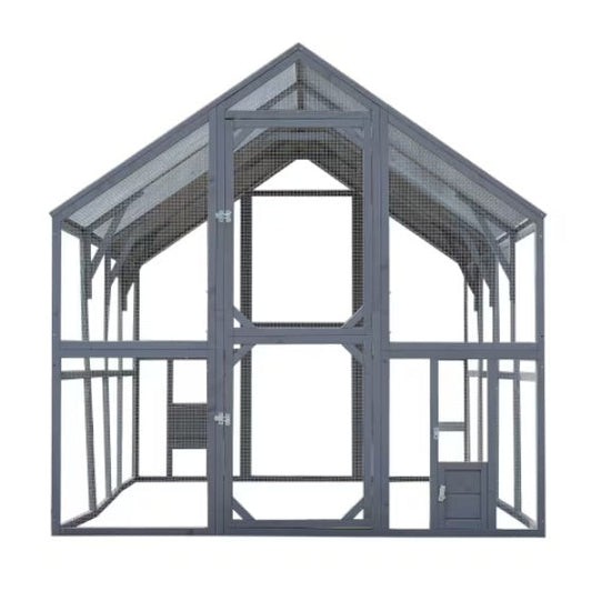 HKM-1041725 Large Outdoor Chicken Coop Fence with Waterproof Cover and Spacious Play Area
