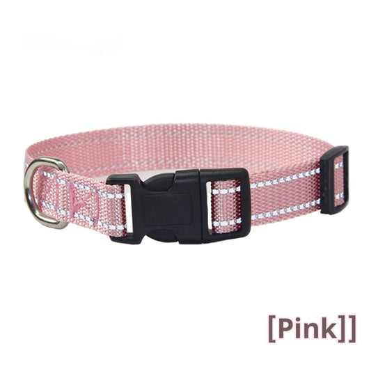 HKM-1059133 Reflective Striped Dog Collar with Outdoor Rope - Multiple Colors Available