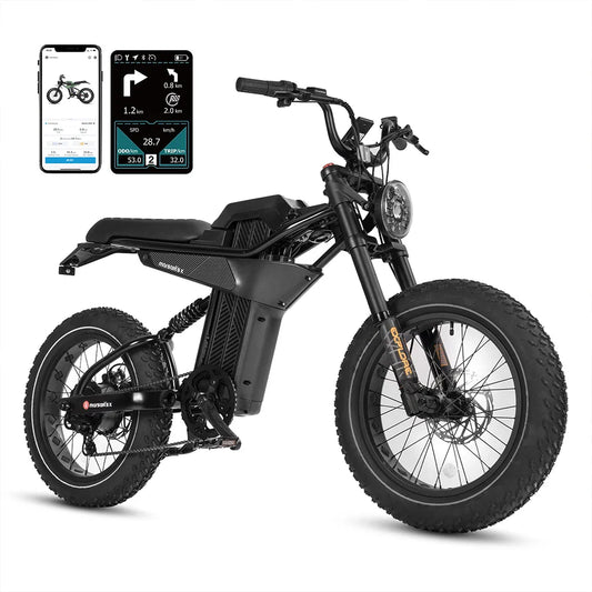 HKM-106707 750W Full Suspension Fat Tire Electric Bike 28Mph 80 Mile Range 20IN Aluminum Alloy