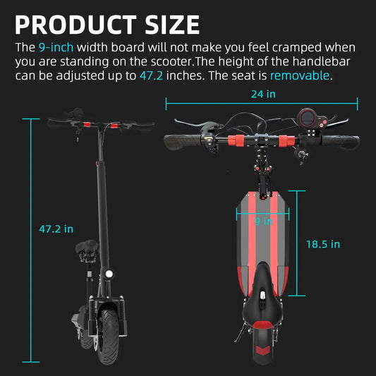 HKM-109331 1200W Electric Scooter for Adults | 55KM/H | 10-Inch Pneumatic Tires | Foldable | 60KM Range