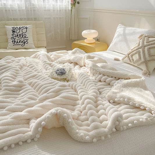 HKM-109779 Dehaired Angora Knit Throw Blanket - Soft Polyester Sofa Cover in Multiple Sizes and Colors