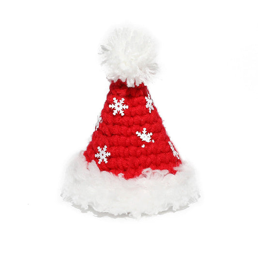 HKM-1108413 Festive Hand Woven Pet Christmas Hat and Scarf Set in Red and Green