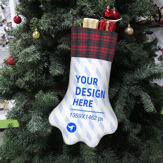 HKM-113043 Vintage Dog Paw Decorative Socks for Holiday Cheer and Festive Decor
