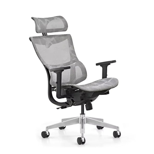 HKM-113363 Ergonomic Adjustable Aluminum Swivel Office Chair with Mesh Back for Comfortable Work Environment