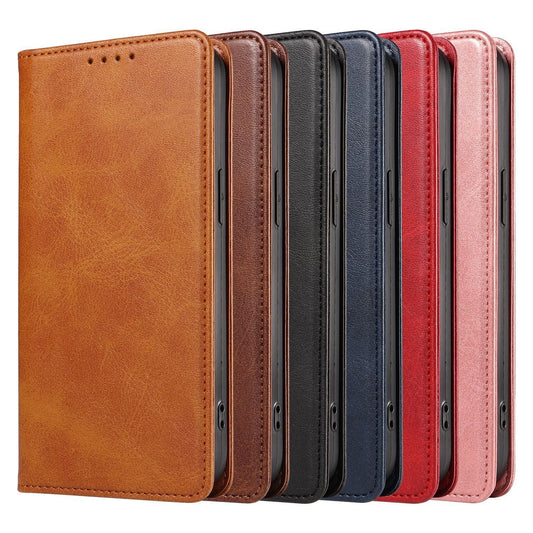 HKM-114003 Simple Solid Color Leather Flip Phone Case for Apple - Magnetic Closure, Multiple Colors Available