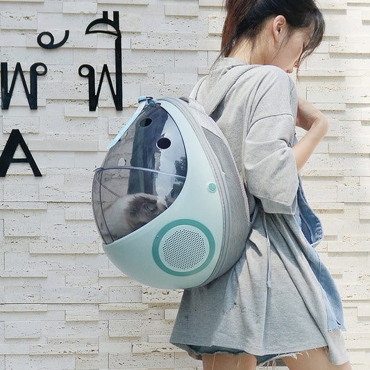 HKM-114259 Transparent Space Capsule Cat Backpack - Breathable Portable Pet Nest in Various Colors