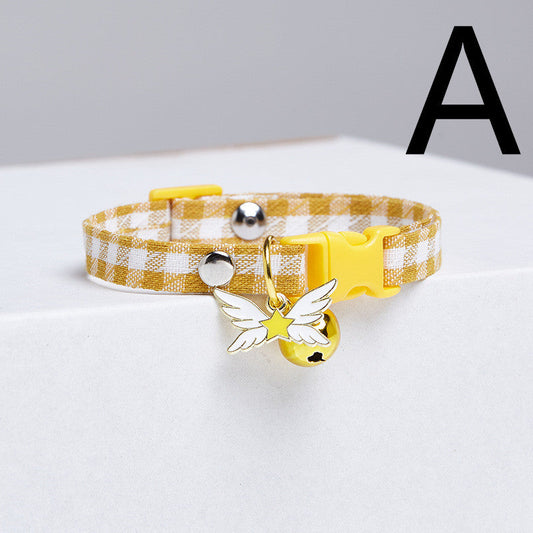 HKM-1144125 Cute Checkered Cat Collar with Bell ¨C Various Colors and Patterns Available