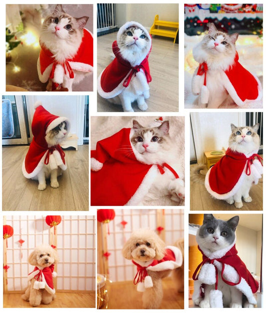 HKM-1146301 Pet Christmas Coat for Cats and Dogs - Festive Cloak Design