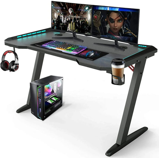 HKM-118227 RGB Gaming Desk with Cup Holder and Modern Design for Gamers