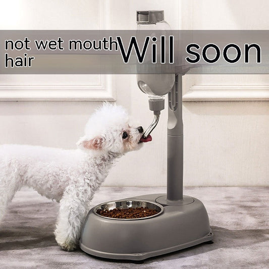 HKM-1186621 Non-Wet Vertical Drinking Water Dispenser for Cats and Small Dogs - 500ml Capacity with Adjustable Height