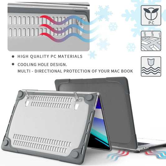HKM-119059 Dual Layer Hard Shell Case with Foldable Stand for MacBook Pro 16 Inch (2019)