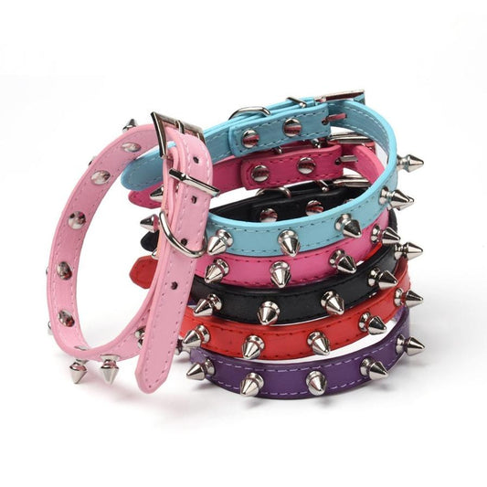 HKM-119059 Durable Anti-Bite Rivet Dog Collar and Leash for Small and Medium Dogs - Multiple Colors Available