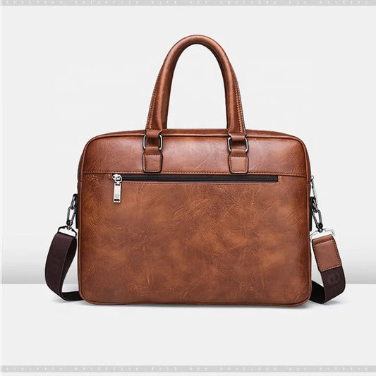 HKM-121363 Waterproof PU Leather Laptop Bag for Men and Women - 15.6 Inch Large Capacity Business Shoulder Bag