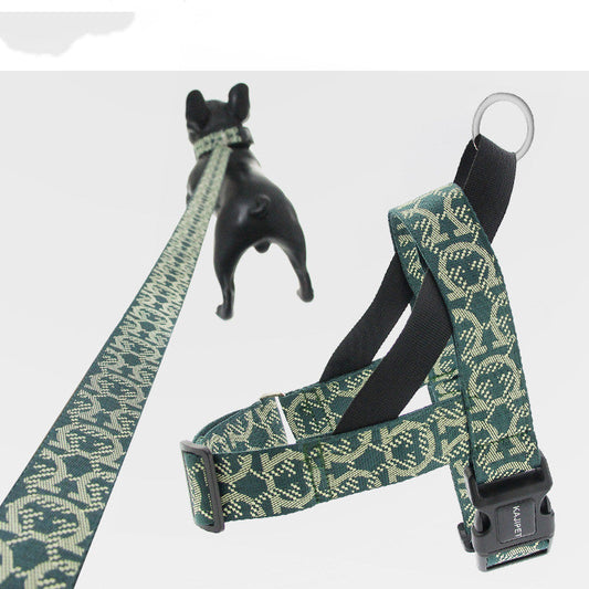 HKM-123155 Adjustable Nylon Dog Leash with Chest Harness for Medium and Small Dogs - 1.5m Traction Rope and Various Sizes