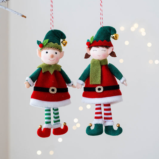 HKM-123923 Cute Elf Doll Hanging Ornament for Christmas Tree Decoration - Boy and Girl Designs