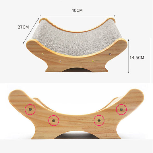 HKM-1240637 U-Shaped Cat Scratching Post and Toy - Corrugated Cardboard Bed for Cats