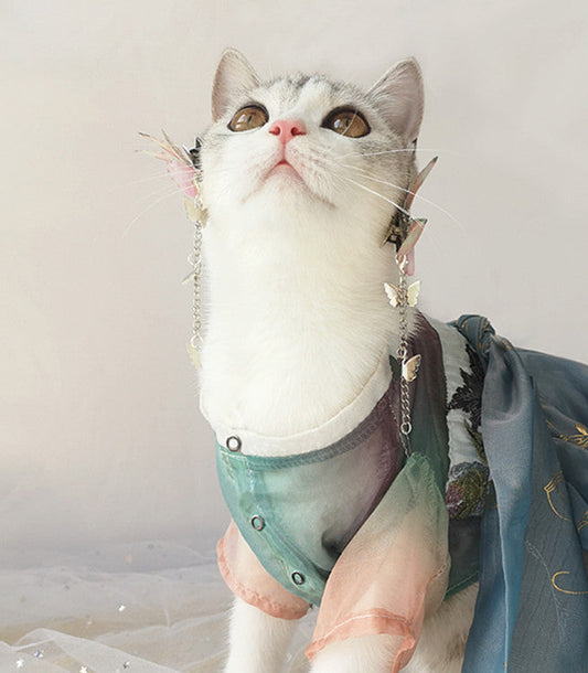 HKM-1241021 Spring Breeze Cat Hanfu Costume in Ripe Lychee Color - Perfect for Stylish Pets