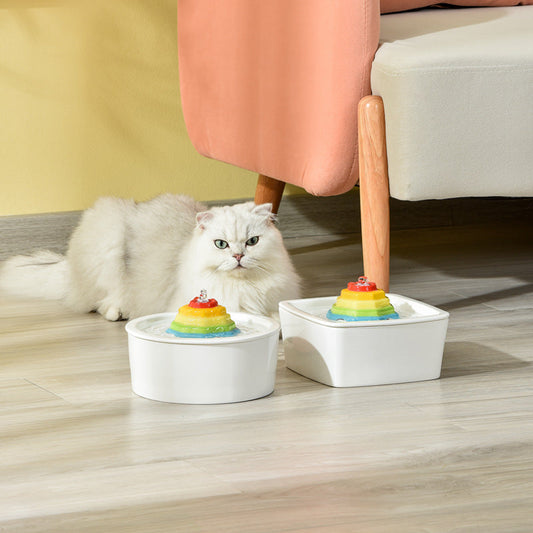 HKM-1246269 Colorful Red Pagoda Ceramic Pet Fountain for Cats and Dogs, 1.5L Capacity