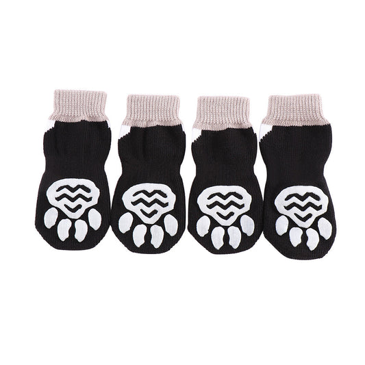 HKM-1247037 Breathable Cotton and Spandex Pet Indoor Socks with Anti-Slip and Scratch Protection