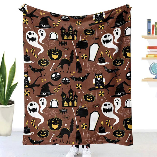 HKM-126739 Halloween Flannel Blanket - Air Conditioning Blanket in Multiple Sizes and Colors