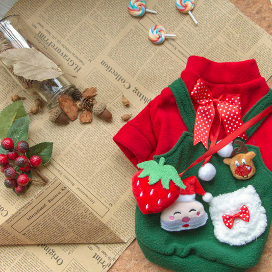 HKM-1278269 Christmas Plus Velvet Sweater for Small and Medium Dogs - Red and Green Options Available