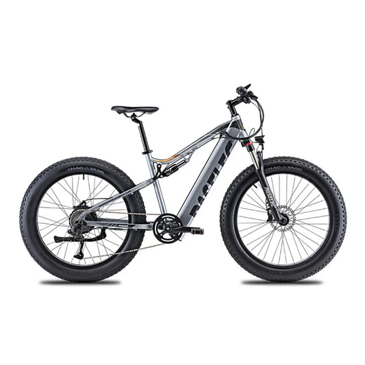 HKM-127891 26 Inch Gray Electric Mountain Bike with 9-Speed Gears and Fat Tires