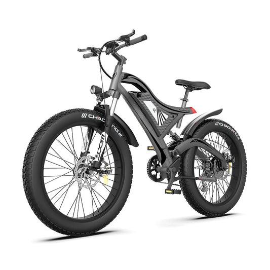 HKM-130195 Electric Mountain Bike with 750W Motor, 48V Battery, 15Ah, 7-Speed, Full Suspension, 26" Tires