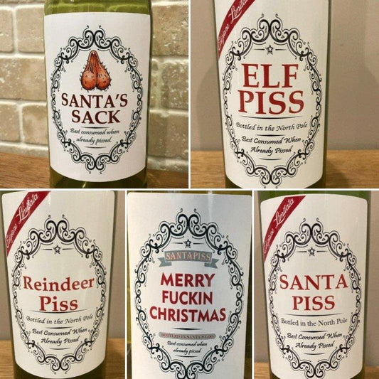 HKM-131155 Waterproof Christmas Bottle Label Sticker Set - 5 Pack, 8x11CM American Style