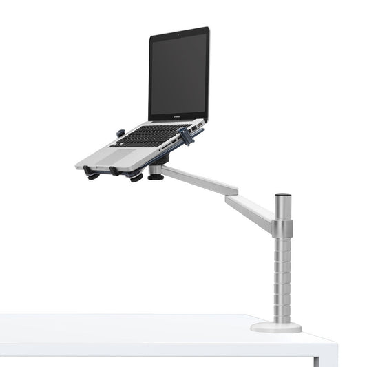 HKM-131219 Aluminum Alloy Double-Arm Laptop and Tablet Stand for 10-15 Inch Devices
