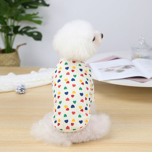HKM-1312317 Stylish Two-Legged Pet Shirt in White or Pink with Love Design