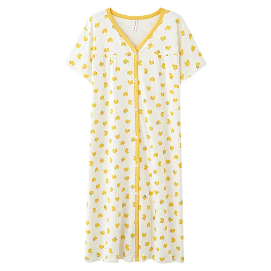 HKM-132563 Cotton Women's Sleep Dress Organic Jersey Sleep Shirt for Women Casual Nightgown Dress Long Sleeve Womens Sleep Wear