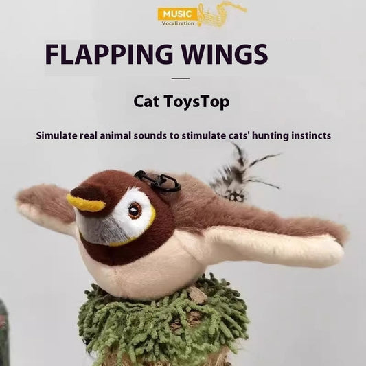 HKM-1333821 Vibrating Plush Cat Toy with Sound Sensation - Assorted Bird Designs