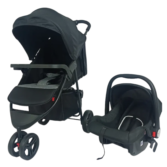 HKM-134355 3-Wheel Baby Jogger Stroller with Car Seat, One-Hand Foldable 2-in-1 Design for Infants