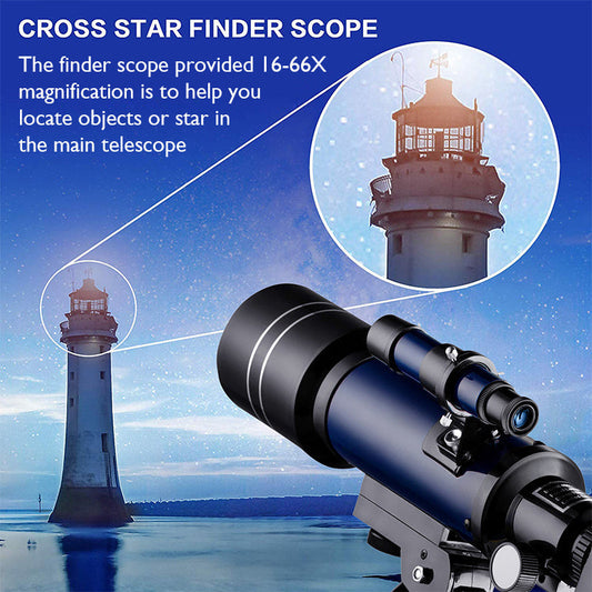 HKM-134547 70mm Refractor Telescope for Moon and Astronomy Watching - 16X to 67X Magnification with Finder Scope