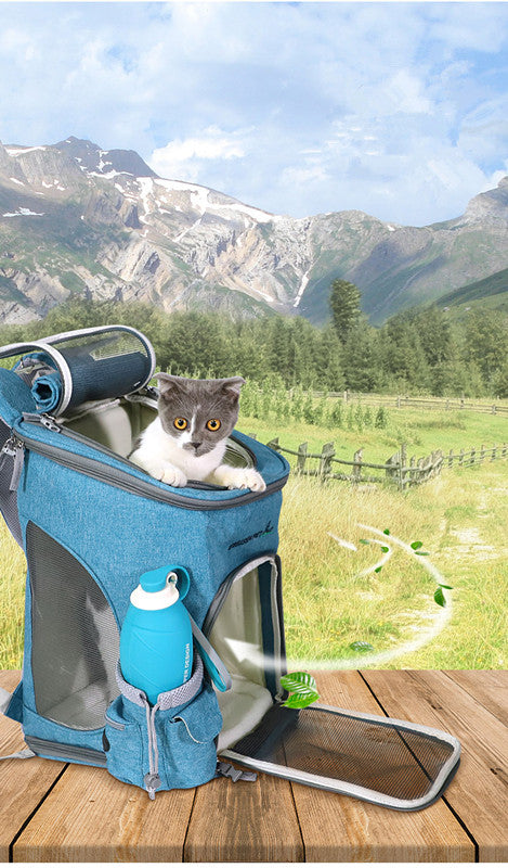 HKM-1362237 Folding Cat Carrier Bag - Durable Polyester, 33.7L Capacity, Medium to Hard Support