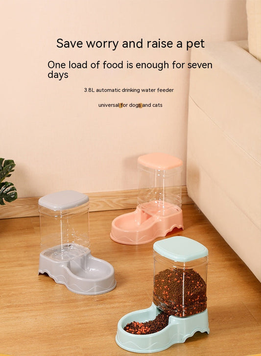HKM-1383229 Large Capacity Automatic Pet Feeder and Water Fountain Combo - 3.8L Food and Water Dispenser