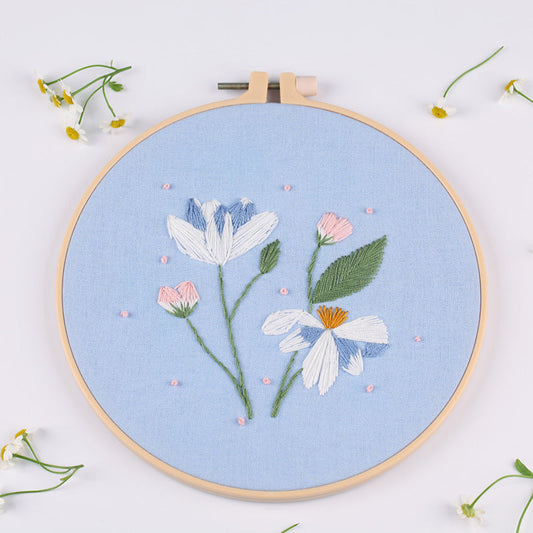 HKM-138771 European Style Floral Cross Stitch DIY Embroidery Kit - Various Designs, 30x30CM Canvas