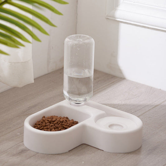 HKM-140435 Double Dog and Cat Bowl with Non-Wet Mouth Design – Dual-Use Feeding Station in Pink, Blue, and White