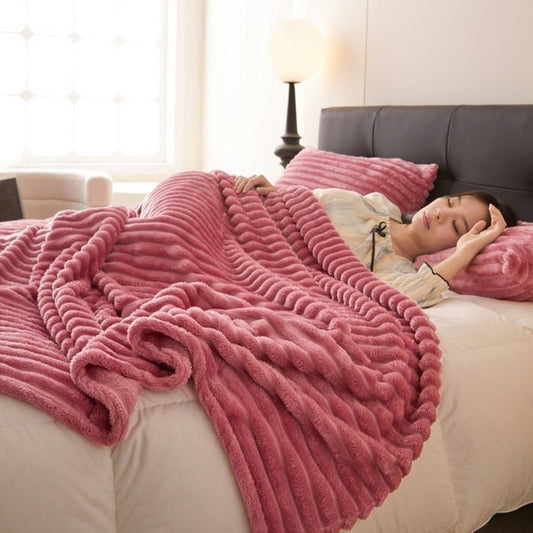 HKM-141075 Rabbit Fur Velvet Anti-Static Blanket for Bedroom and Sofa in Multiple Sizes and Colors