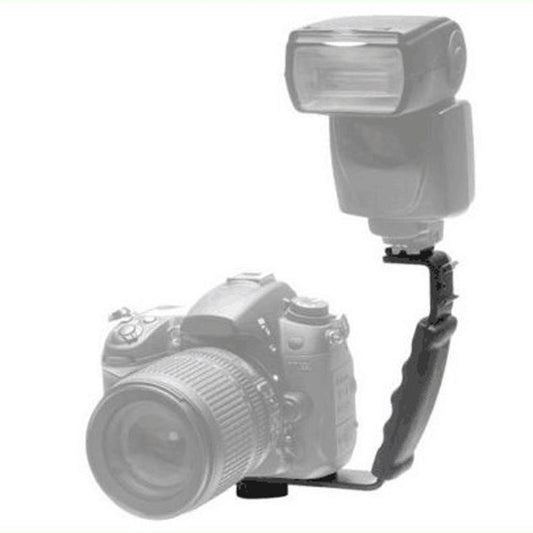 HKM-142483 Heavy Duty L-Shaped Flash Bracket with Dual Shoe Mounts for Mobile Photography Accessories