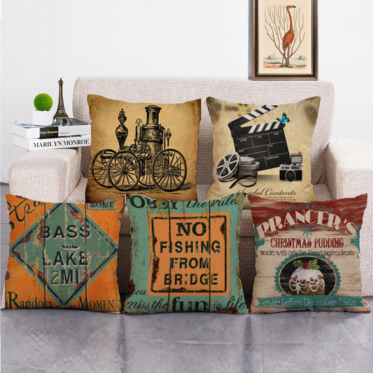HKM-143187 Vintage Flannel Printed Pillowcase in Various Styles and Colors, 45x45 cm Mixed Material